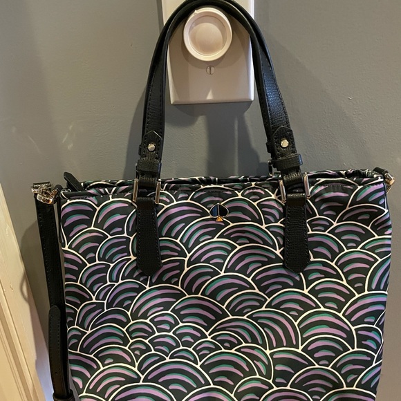 Rare Kate Spade Green & Purple on Black Satchel - Picture 7 of 12